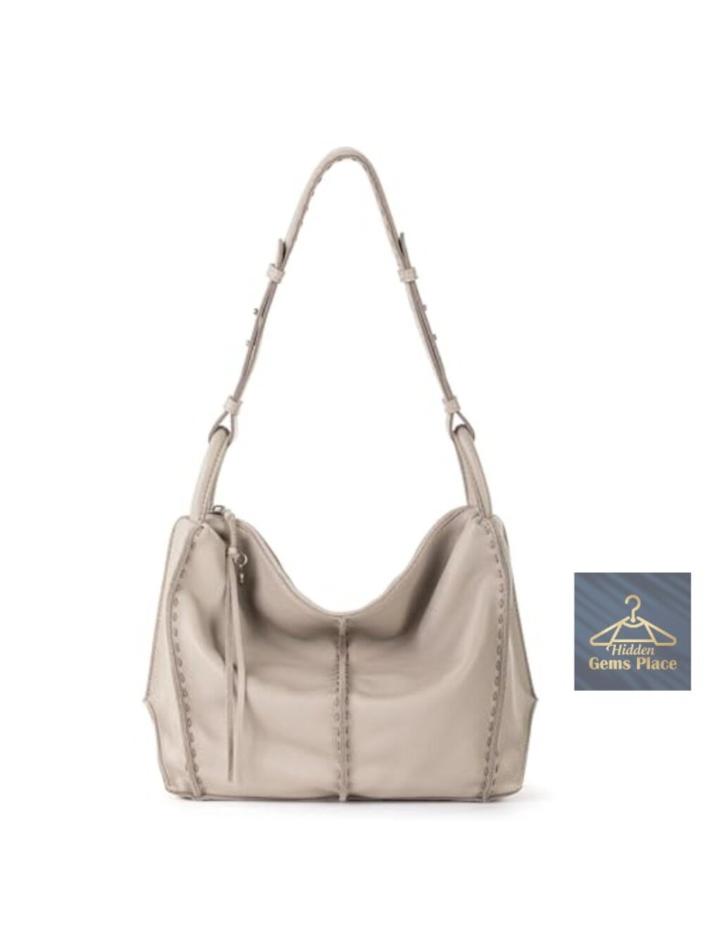 Large Leather Hobo Handbag for Everyday & Travel with Zipper Pocket